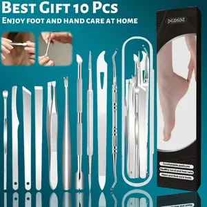 10-Piece Stainless Steel Toe Nail and Callus Remover Set, Multi-Functional Foot File, Perfect Christmas Gift, Portable Travel Case Included