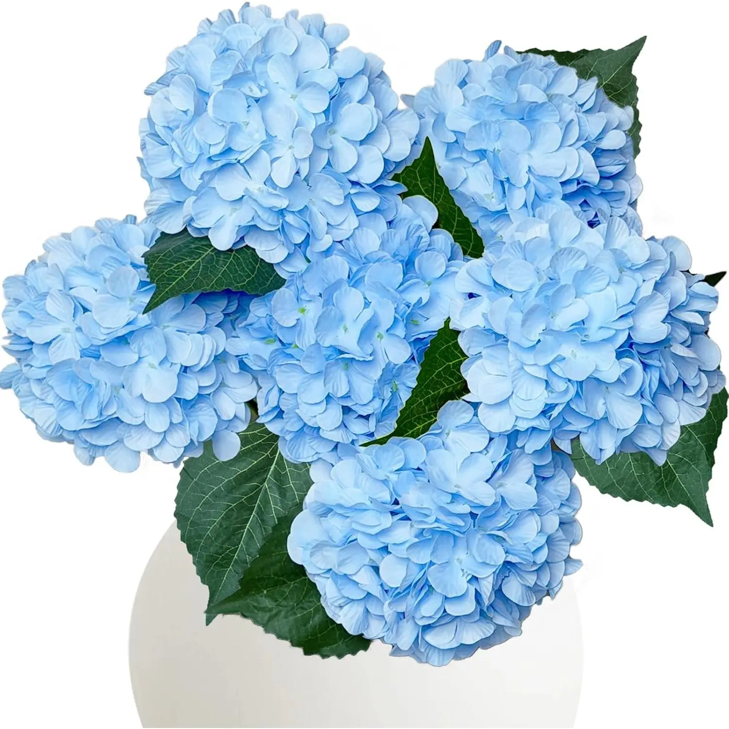 6PCS Blue Hydrangea Artificial Flowers with Stems, Bulk Silk Faux Hydrangea Bouquets for Home Décor, Wedding, Party, and Office Table CenterpiecesGift
