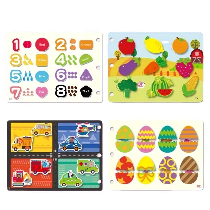Colorful Early Learning Activity Book, 1 Set Educational Puzzle Games and Tear-off Stickers, Used for Cognitive Development, Attention and Hand Eye Coordination