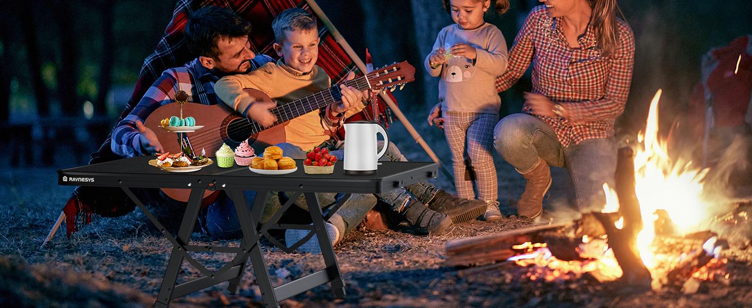 Foldable Grill Table with Mesh Desktop, 200lbs 3Ft Portable Folding Table, Height Adjustable Metal Table for Ourdoor, Camping, Picnic, BBQ and Beach, RV, 35.4" L x 23.6" W Barbecue