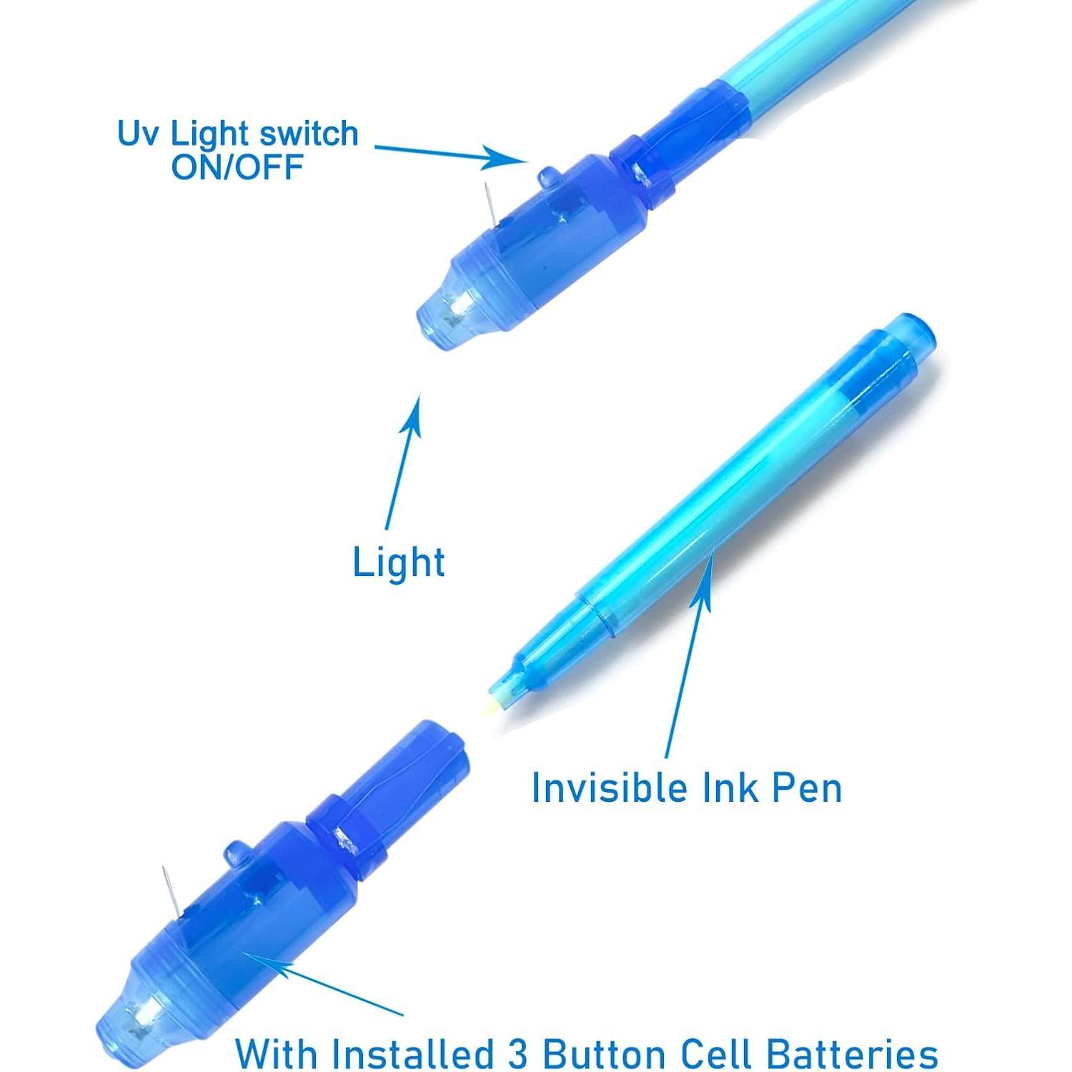 Invisible Ink Pen 14 count Spy Pen Marker  Pens for Writing  Message Valentines Day Easter Day Halloween Christmas Birthday Party Bag ,Invisible Ink Pens with UV Light for