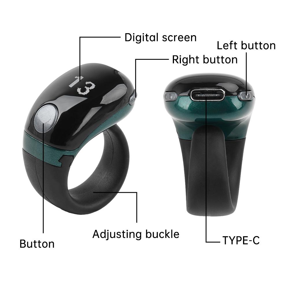 LCD Electronic Digital Tally Counter Smart Ring Point Marker Row Finger Counter Type-C Charging Ring Holder Mini Stitch Counter
