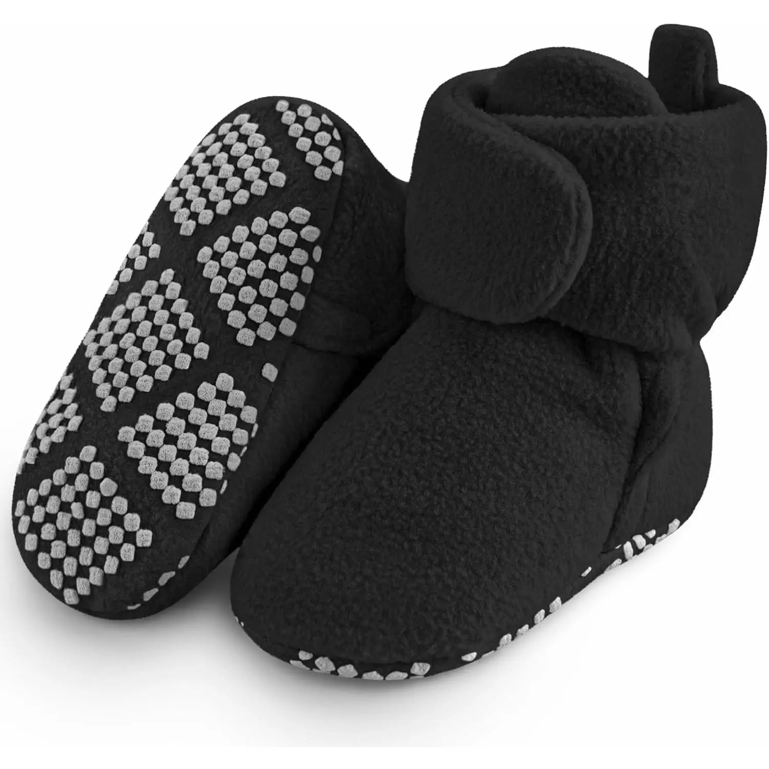 Fleece Baby Booties, Warm Cozy Baby Slippers, Stay On Sock Shoes, Easy to Put on, Unisex Baby Gifts, Soft Non-Slip Adjustable Newborn Boots Boys and Girls