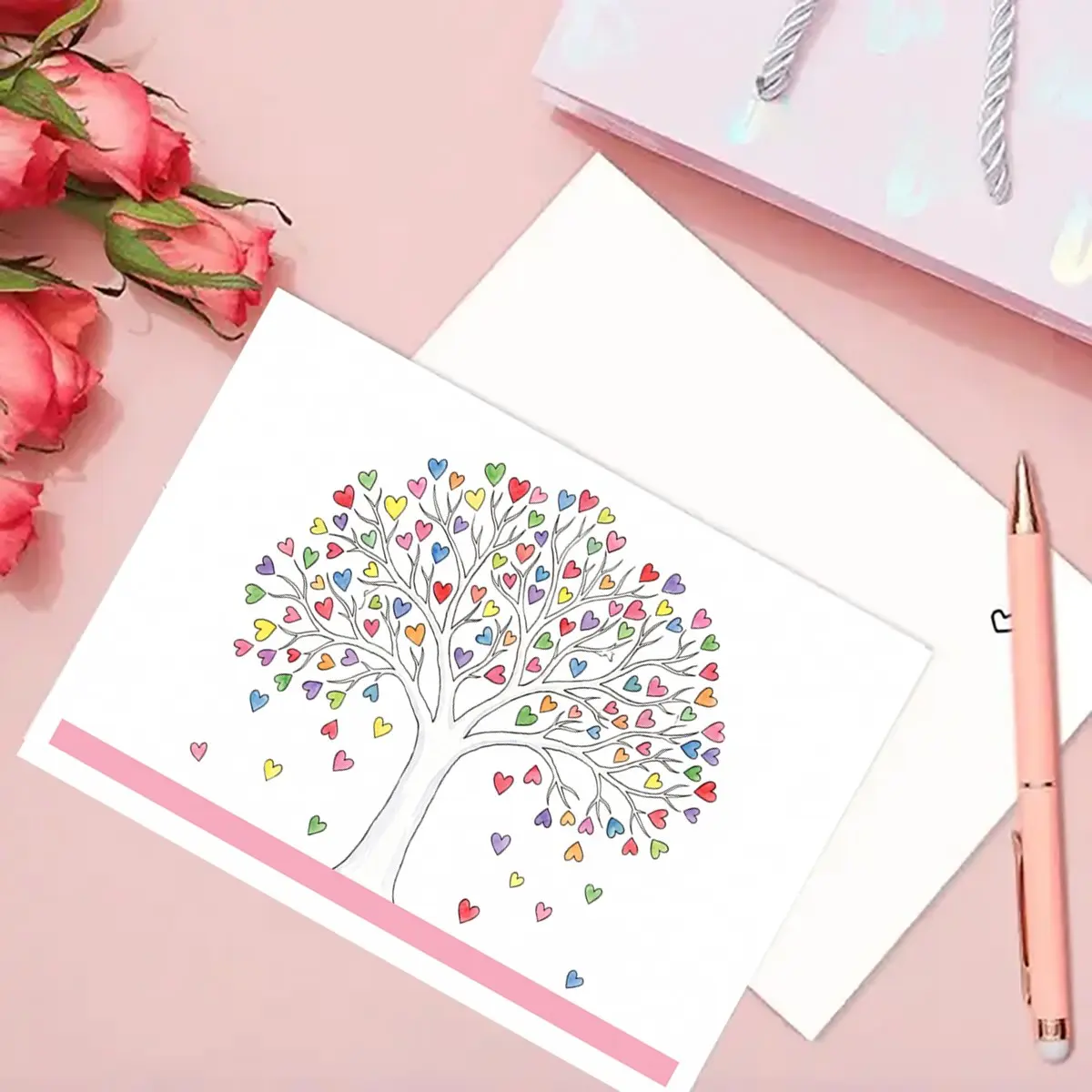 15 Hand-Drawn Tree Greeting Cards, Anniversary, Love, Miss You, Fiancé, Deployment Cards, A6 Size, Includes Envelope