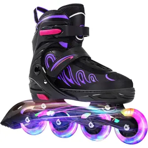 Inline Skates for Girls and Boys Ages 5-8 8-12 Light up Wheels, Adjustable Size Roller Skates Blades Kids Adult Women Outdoor