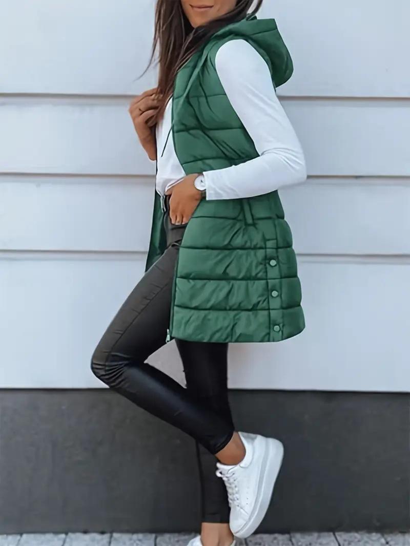 BIGWIG Solid Color Hooded Zipper Vest Jacket Women's Clothing
