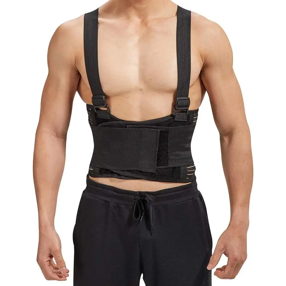 Industrial Lower Back Work Brace with Removable Straps - Heavy Lifting Safety Belt for Men in Construction, Warehouse Jobs