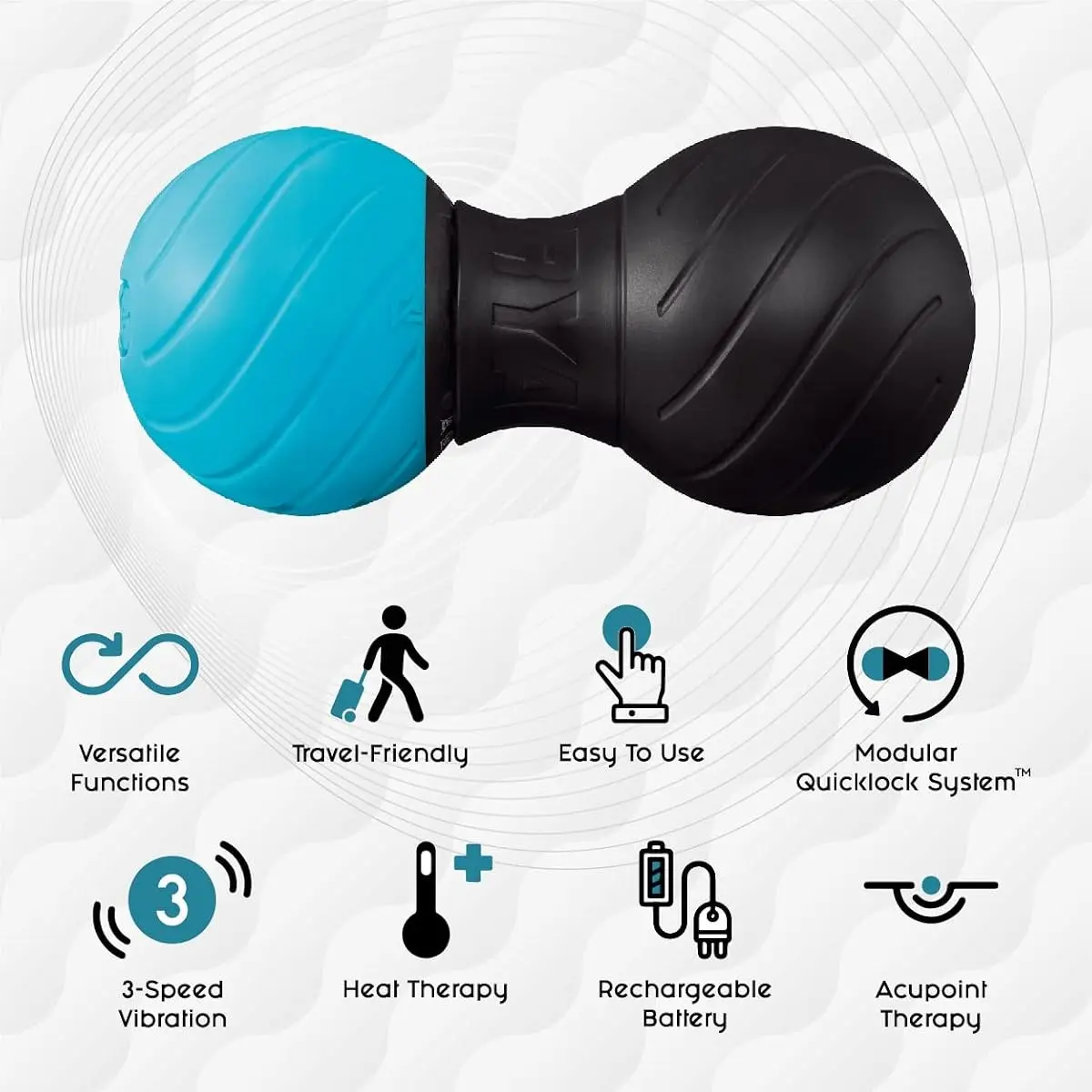 Vibrating Massage Ball - Peanut Massager, Heat Therapy, Lacrosse Ball with Vibrating Foam Roller 3 in 1 Massagers | Roller for Deep Tissue Massage Trigger Point Therapy. Yoggi Ball Lite