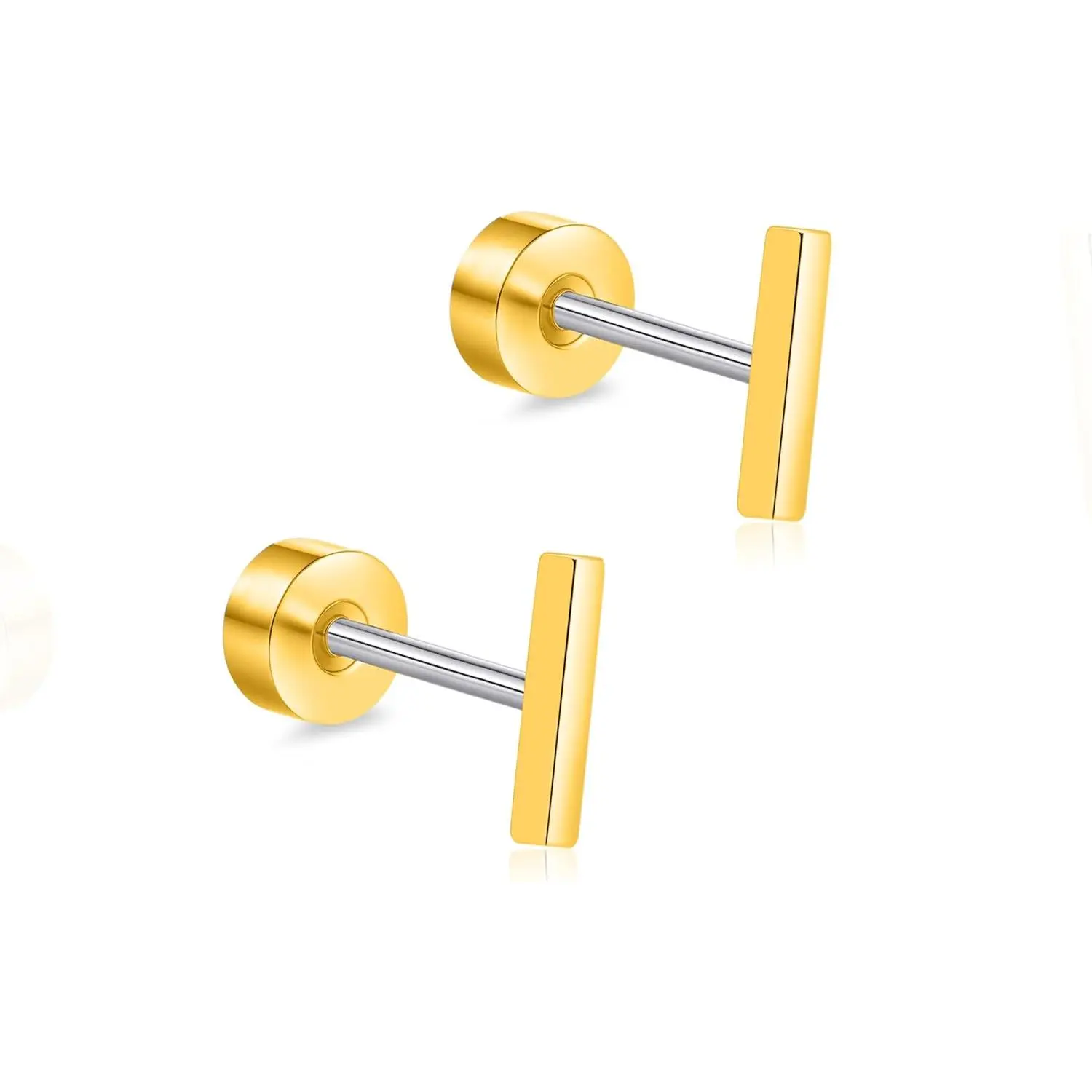 Stud Earrings in F136 Implant Grade Titanium, Hypoallergenic Jewelry for Male & Female Sensitive Ears