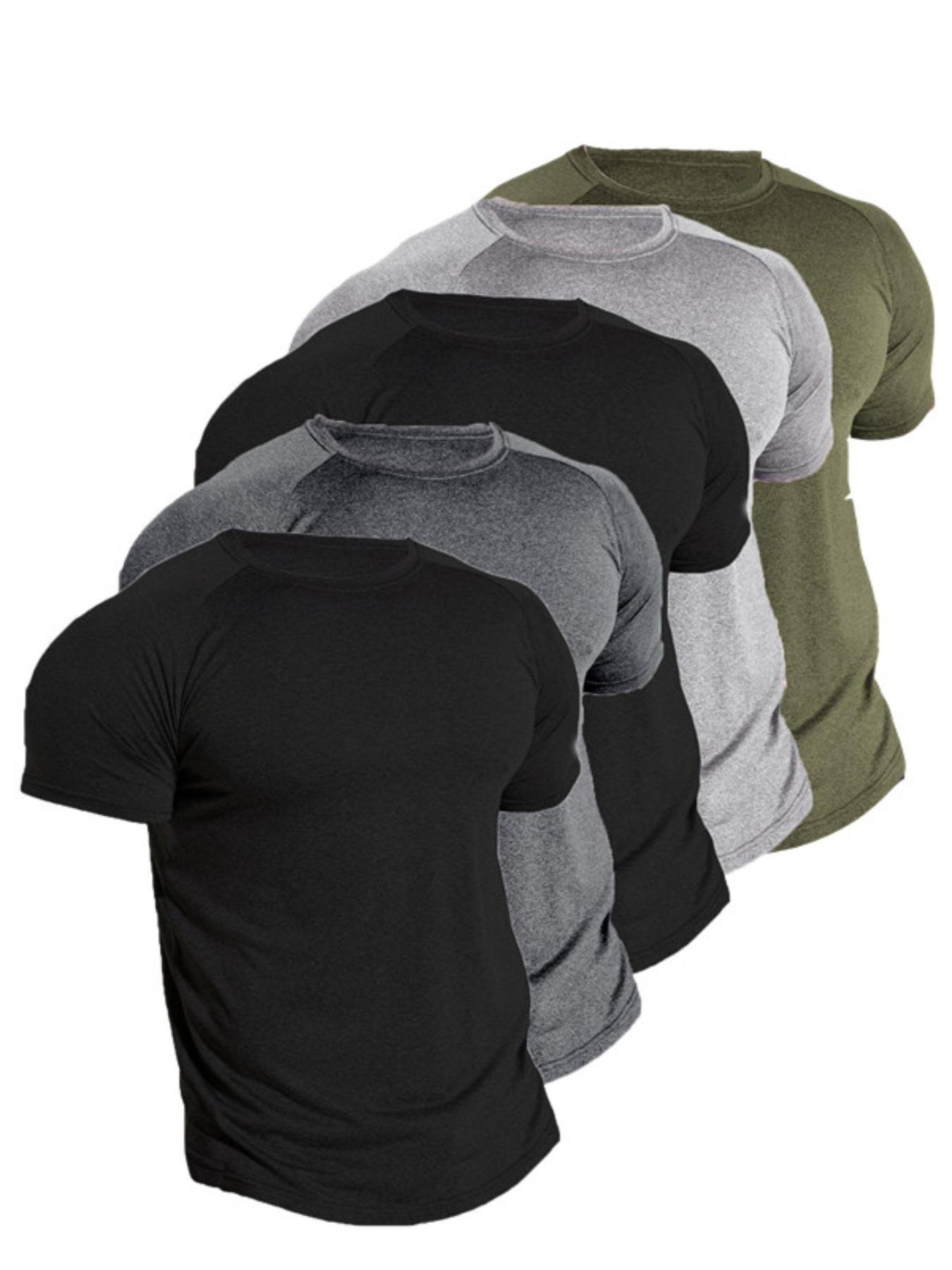 Men's Plain Round Neck Short Sleeve Sports Tee, Quick Drying Breathable Crew Neck T-shirt, Men's Sportswear for Gym Workout Running, Gym Wear