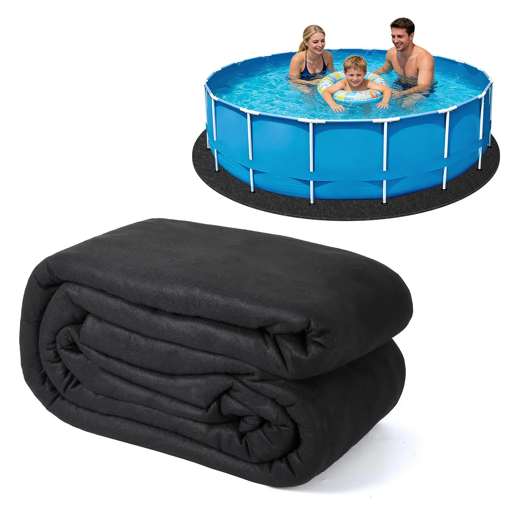 Heavy Duty Above Ground Pool Liner Pad Non Woven Geotextile Pool Bottom Protection Mat Anti Puncture Weed Barrier Cushion Pad for Round Oval Square Swimming Pools Premium Underpool Ground Cloth Underlayment Intex Cover
