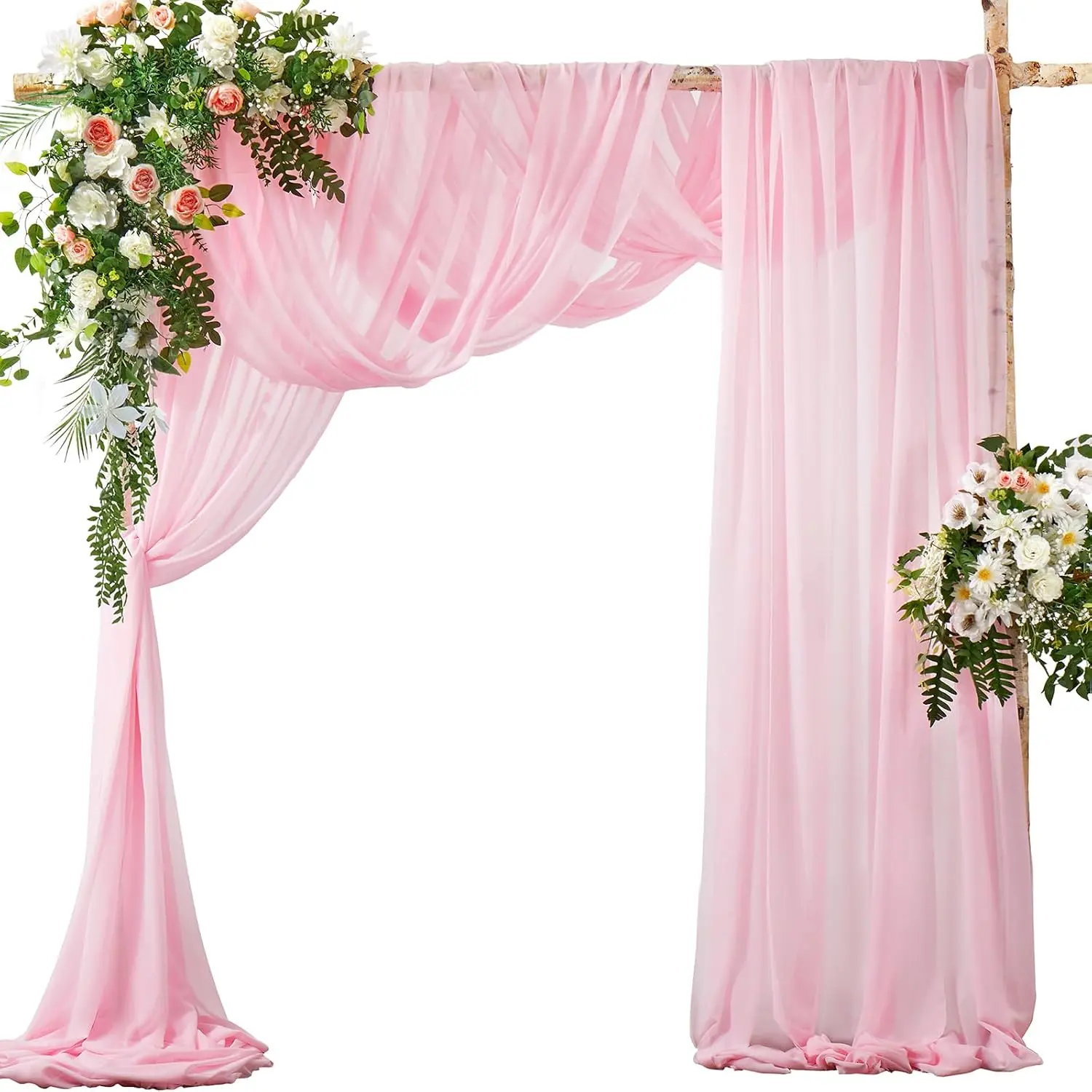 2 Panels Wedding Arch Draping Fabric  Sheer Drapes | 30" x 20Ft Chiffon Fabric Outdoor Extra Long Decorative Drapery Fabric for Party Ceremony Ceiling Curtain Backdrop