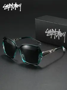 SUPKLEY Large Frame Comfortable Vacation Style Unisex Polarizing Sunglasses Square Frame Beach Vacation Uv Protection Driving Park Walking Reduces Glare