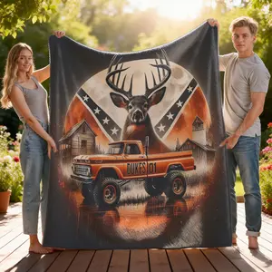 Hunting Truck Deer Blanket Cozy Throw For Outdoorsy Folks Lodge Decor Holiday Gift For Hunters Rustic Cabin Style