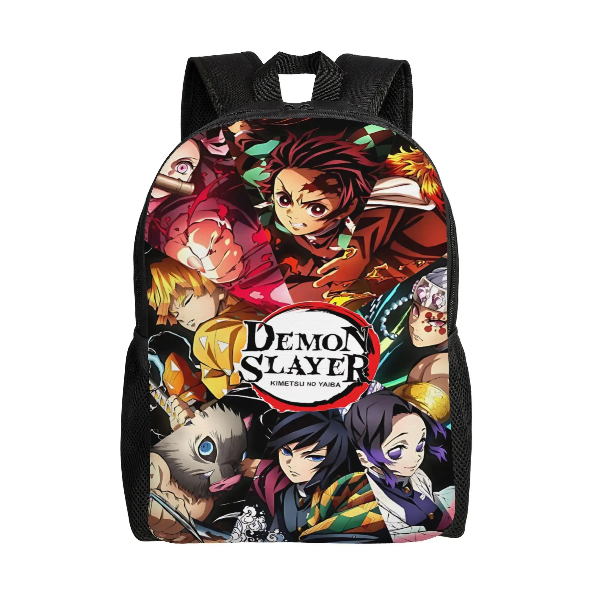 Demon Slayer Retro Character Art Manga Print Ita Backpack - Unisex Synthetic Fabric, Waterproof, Cool Zipper Closure Rucksack for Back to School
