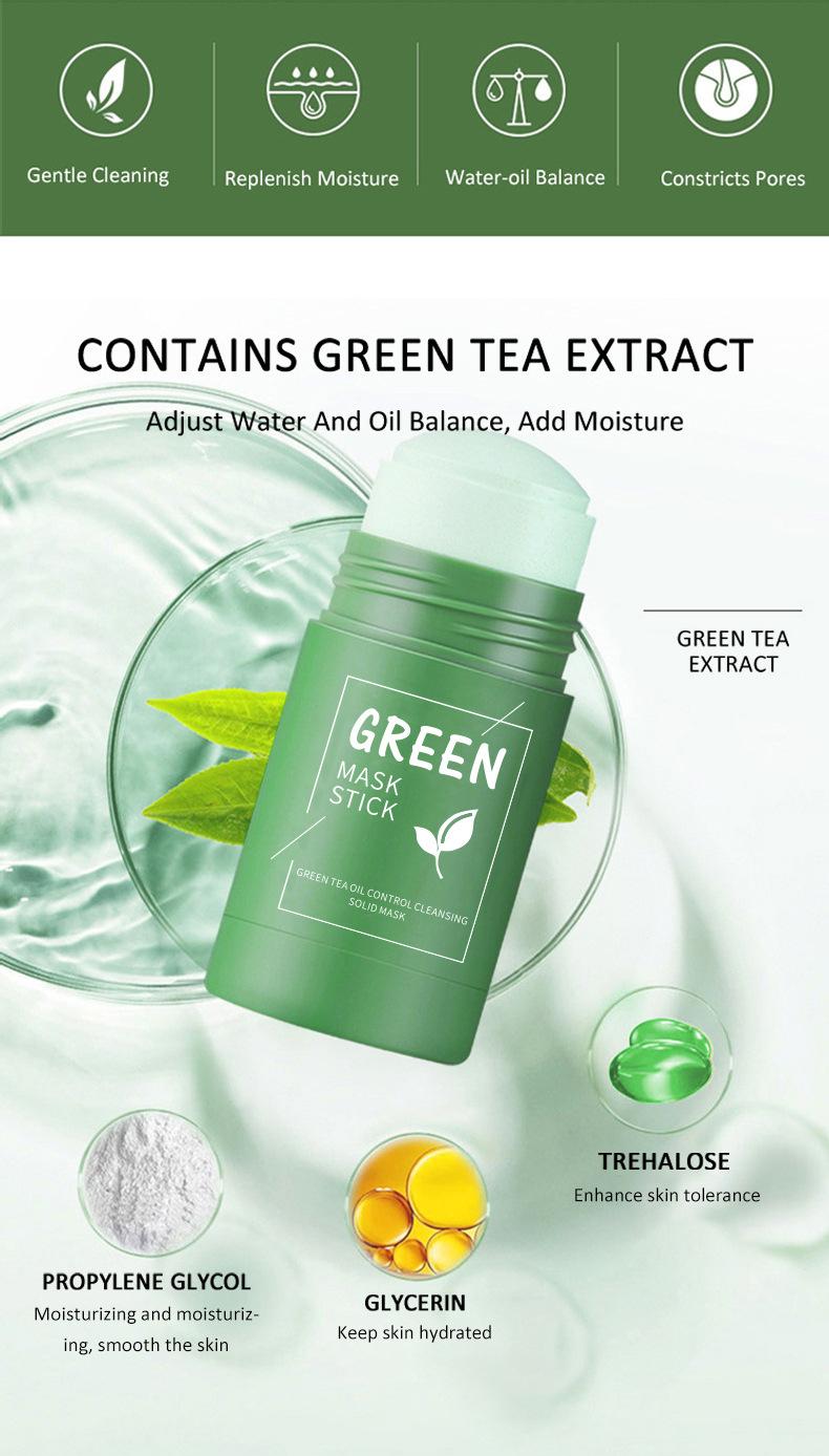 Clay mask stick, green tea clay mask stick, cleansing, application of facial mask