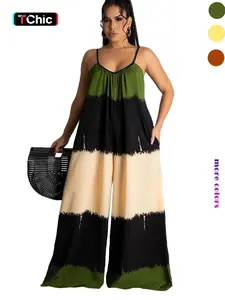 Women's Colorblock Cami  Jumpsuit, Casual Sleeveless Jumpsuit for Summer, Women's Clothing for Daily Wear