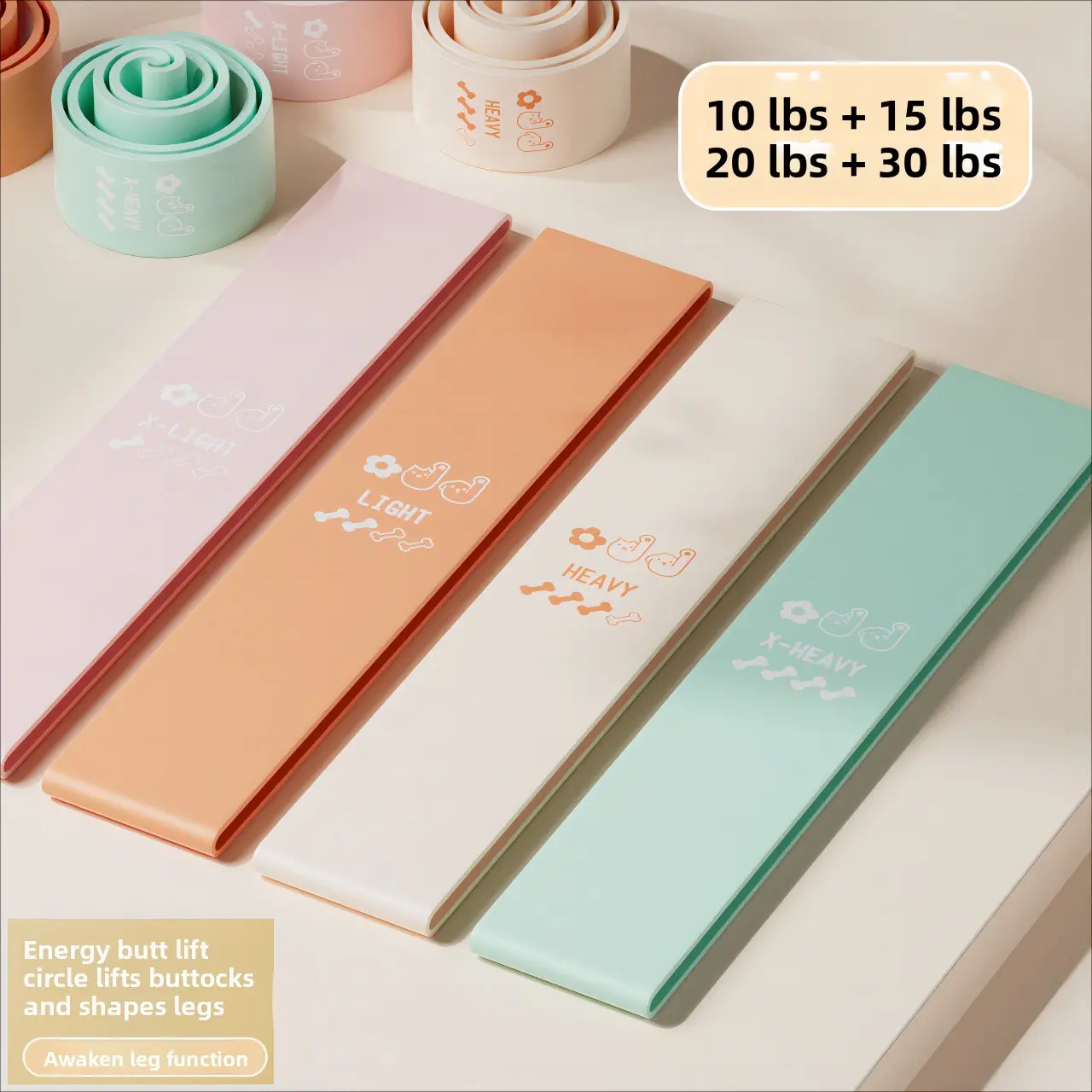 Yoga elastic belt stretching fitness resistance belt squat hip lift hip shaping rehabilitation training silicone elastic ring