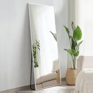 Full Length Mirror with Stand, 56x16 inch Full  Mirror with  Metal Frame, White Standing Mirrors for Bedroom, Livingroom, Bathroom, Hallway, Cloakroom.