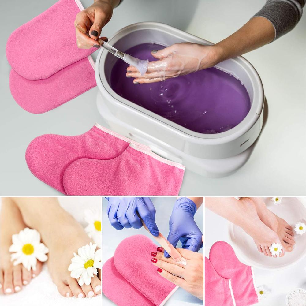 Paraffin Wax Bath Gloves & Foot Covers Set, 1 Pair Paraffin Wax Bath Gloves & 1 Pair Hot Wax Footmuffs, Suitable for Women's Daily Hand and Foot Care, Masks, Body Care