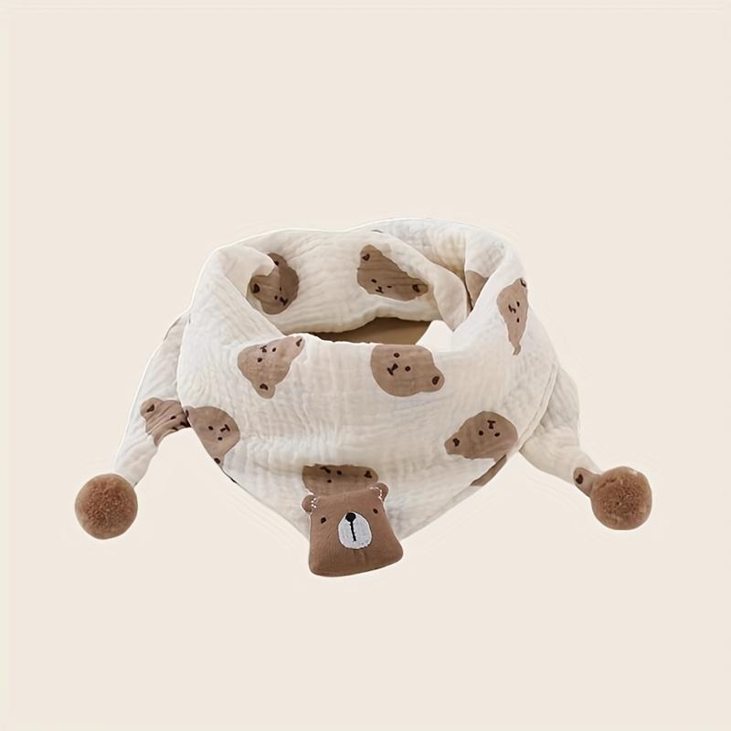 1pc ' Scarf, Four Seasons, Bear Logo, Cute Cartoon Casual Fashion Scarf for Boys and Girls, Suitable for Outdoor Play, Walking, and Travel