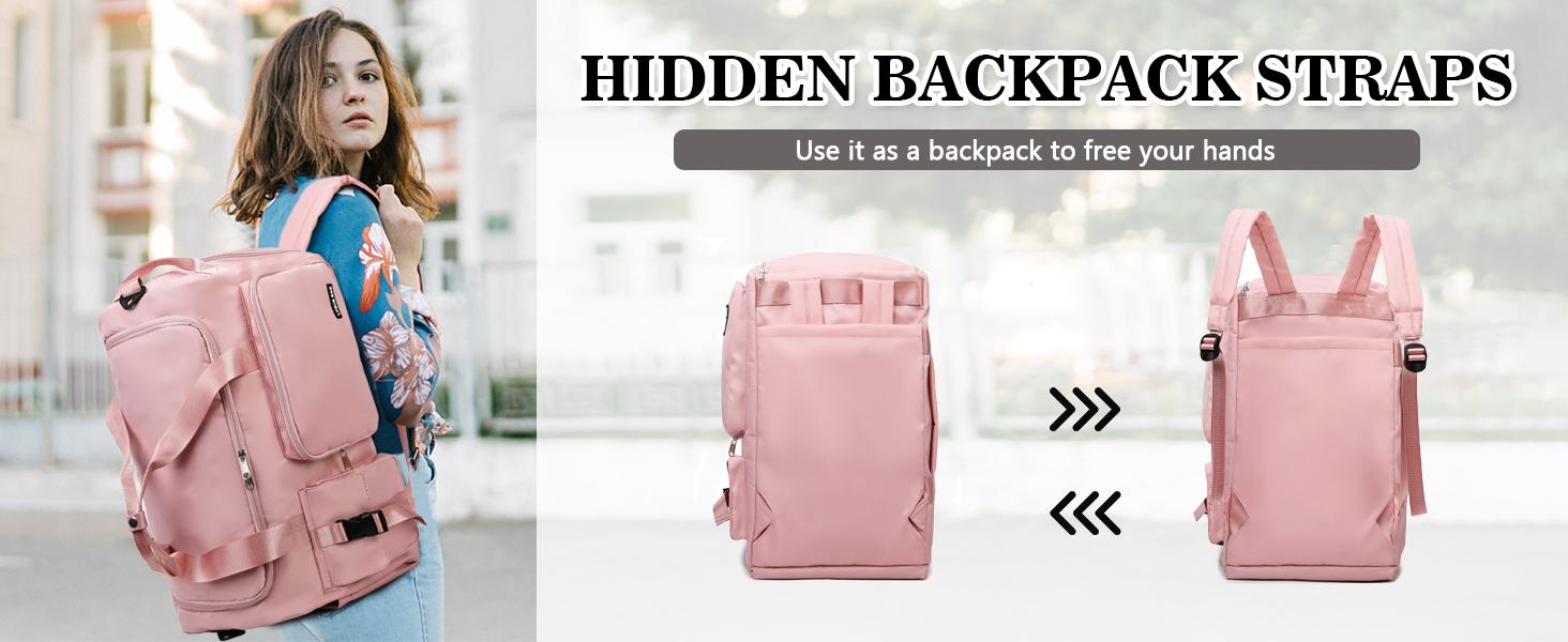 Gym Duffle Bag for Women Men, Sports Backpack with Wet & Shoe Compartment, Fitness Overnight Weekender Bag for Yoga, Swim, Travel (Style B, Black)