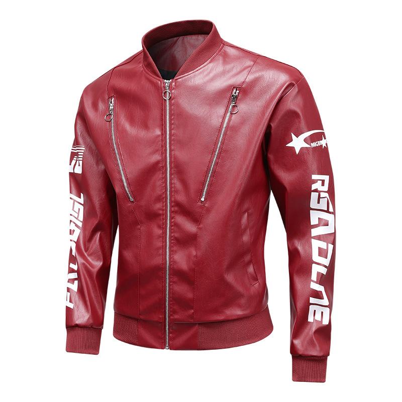 Men's Heavyweight Retro Hip-Hop Street Motorcycle Jacket Men's Leather Jacket Loose Fit