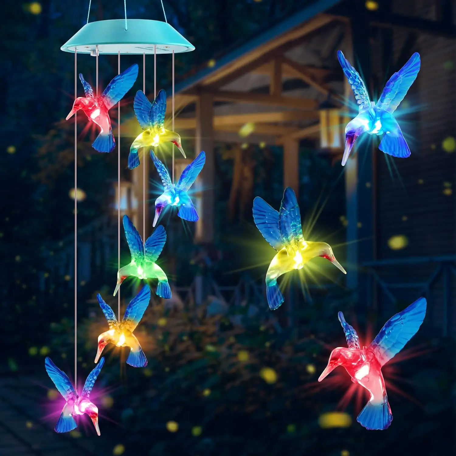 Solar Wind Chimes Outdoor, Color Changing Hummingbird  for Mom Grandma | LED Decorative ,  Solar Outdoor Hummingbird Lights for Garden Yard Patio Window Outdoor Decorations