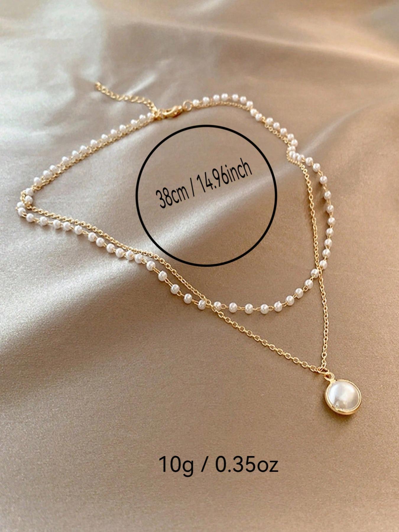 Faux Pearl Pendants Necklace for Women for Gift, Double Layered Necklace, Fashion All-match Accessory, Trendy Jewelry for Daily Wear