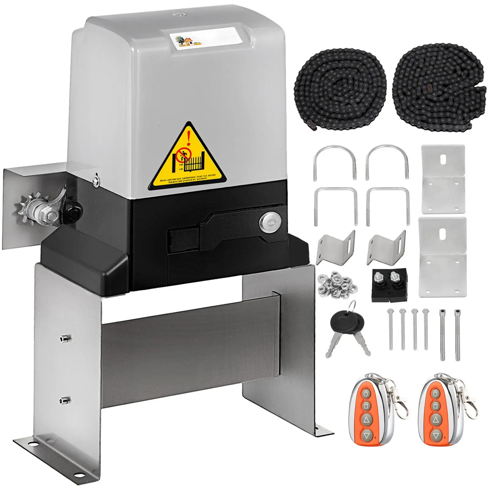 VEVOR Sliding Gate Opener, AC1400 3100LBS, with 2 Remote Controls, Gate Operator Hardware Kit for Security, Move Speed 43ft Per Min, Electric Rolling Driveway Slide Gate Motor