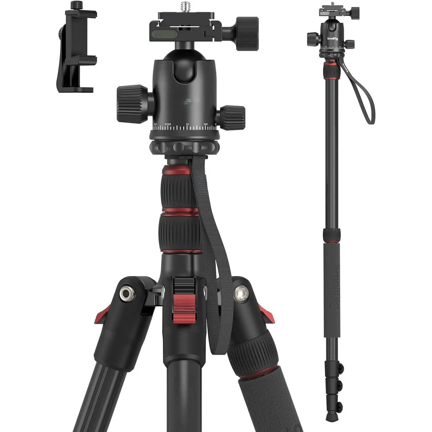 Camera Tripod, 71" Foldable  Tripod/Monopod, 360°Ball  Detachable, Payload 33lb, Adjustable Height from 16" to 71" for Camera, Phone