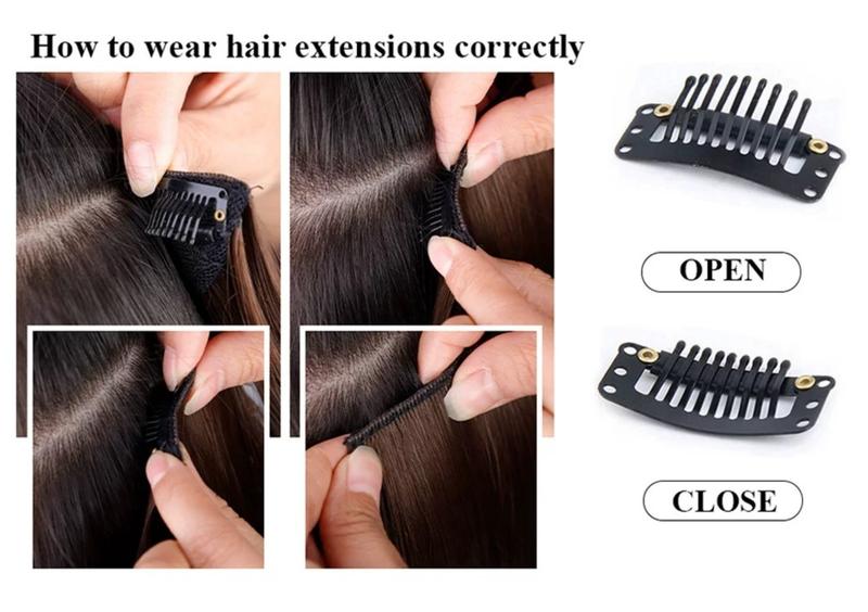 Beauty 6 Pcs 22 Inch Clip in Hair Extensions Wig Pieces for Women Natural Brown Mix Blonde Extensions 13-clip Hair Extension Sheet High-temperature Silk Chemical Fiber Water Wave Sheet Heavy-duty Mesh Hairpieces Hair Extensions Clip for Christmas Gift