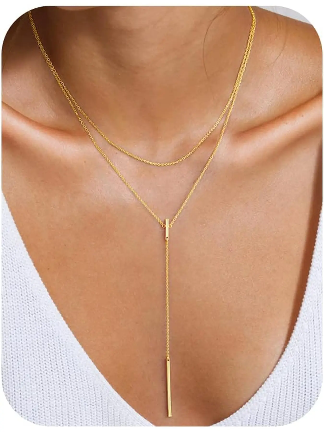 1pc Long Golden Cross Necklace for Women, Layered Lariat Necklaces Dainty Y Drop Necklaces, Western Necklace Stack, Simple Bar Cross Pendant, Prom Choker Chain Jewelry, Minimalist Layered Jewelry