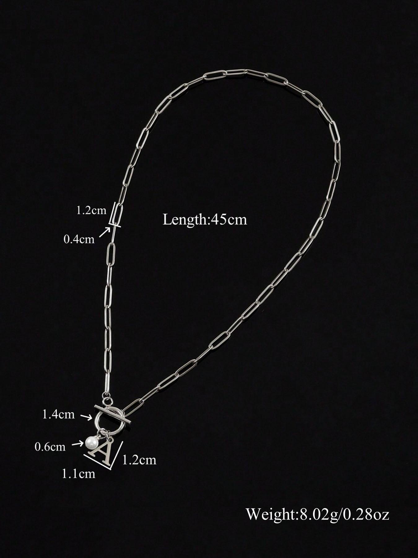 Women's Elegant Faux Pearl Decor OT Buckle Pendant Necklace, Exquisite Trendy Letter Charm Pendant Necklace, Fashion Vintage Jewelry for Party & Daily Decor, Necklace Initial
