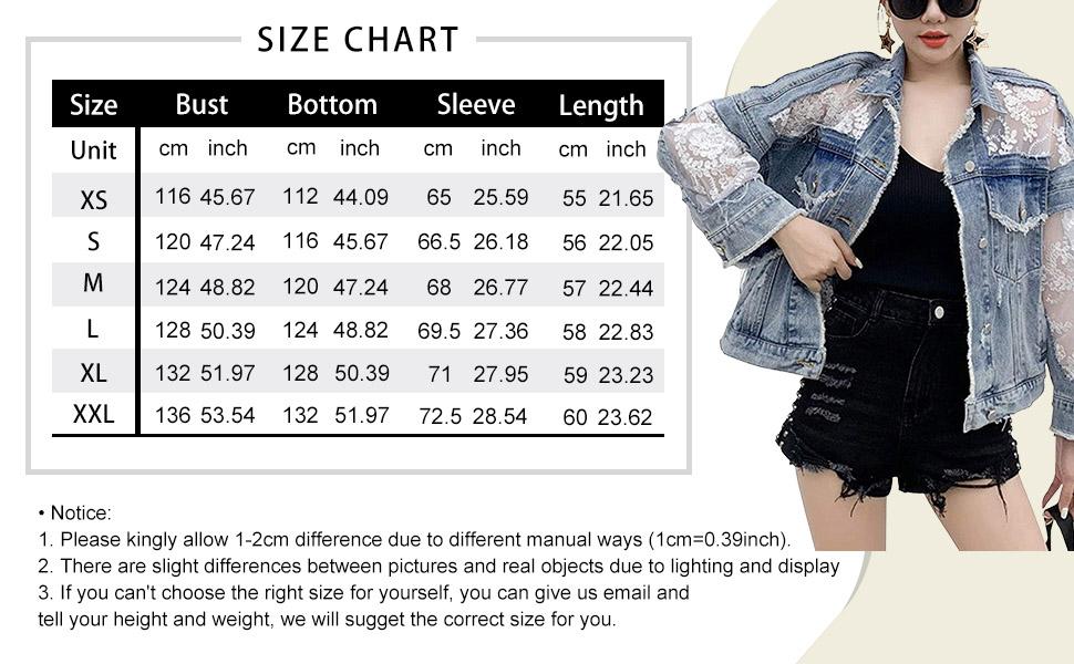 Women's See Through Floral Embroidery Lace Crop Denim Jacket Ripped Distressed Jean Jacket