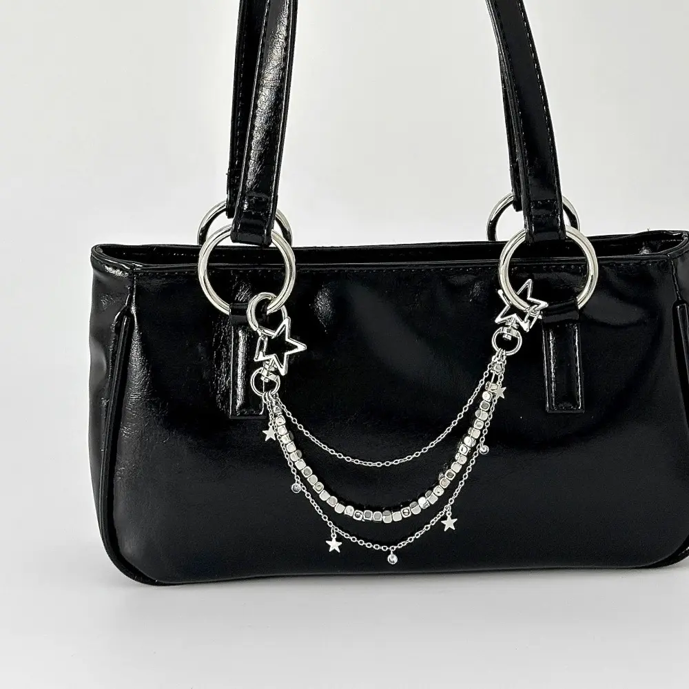 Multi-Layer Metal Chain Bag Charm, Star Charms & Pearl Handbag Accessory for Sports & Outdoor Sun Protective Clothing Outfits, Metal Chains