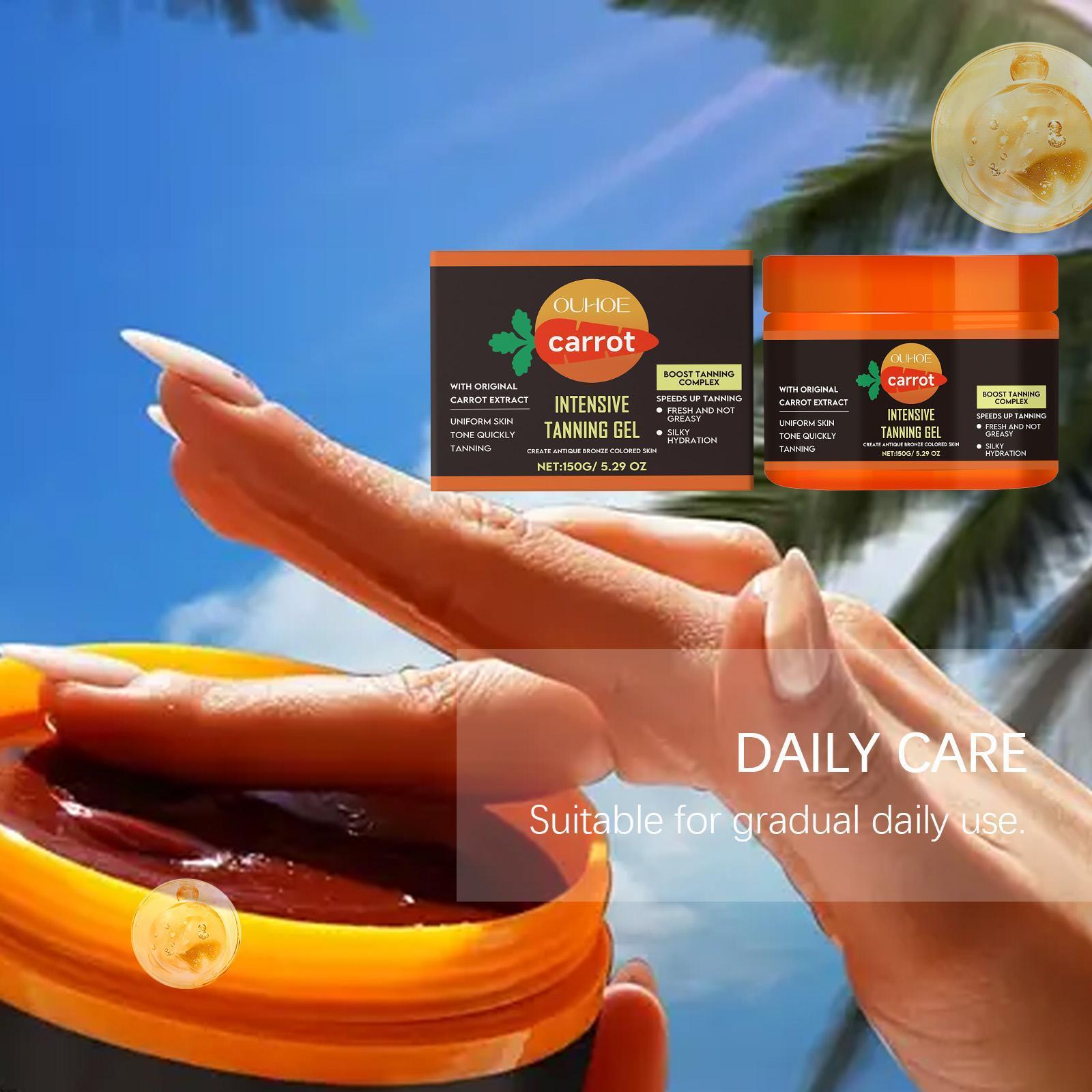 Carrot Deep Tan Gel, Waterproof Formula, Rich in Vitamin a & E, Moisturizing and Nourishing, Ideal for Beach Vacations, 1 Bottle or 2 Bottles