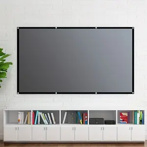 Hook-Style Light-Resistant Projection Screen, Front Projector Screen, 60"-133", Wall-Mounted, Suitable for Office, Outdoor, Indoor, Low-Lumen Projector Compatible