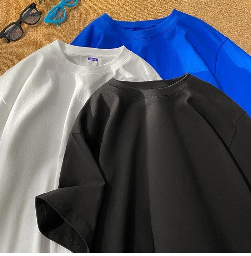 New Summer Solid Color Loose Short Sleeve T-shirt Pure 100%Cotton T-shirt Men and women Casual Oversize O-neck Tees Male Tops Men Clothing