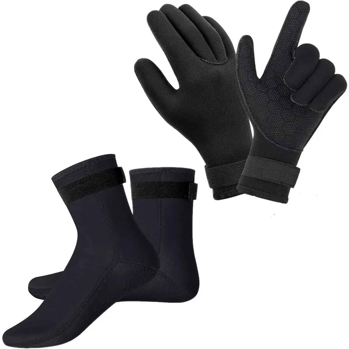 3mm Neoprene Thermal Diving Gloves and Socks, Flexible Wetsuit Glove & Sock with Adjustable Waist Strap for Surfing, Kayaking and Rafting