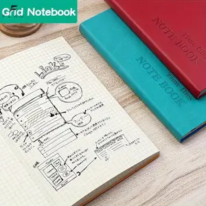 A5 Orange Grid Notebook, 264 Pages 78g Cream Dowling Paper Soft Leather Cover Journal, 14.8x21.2cm Graph Paper Note Book for School, Office, Journaling & Note-Taking