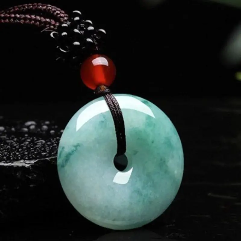 Natural Jade Pendant Necklace, Donut-Shaped Fine Jewelry for Women, Certified Good Luck FengShui Amulet with Gift Box