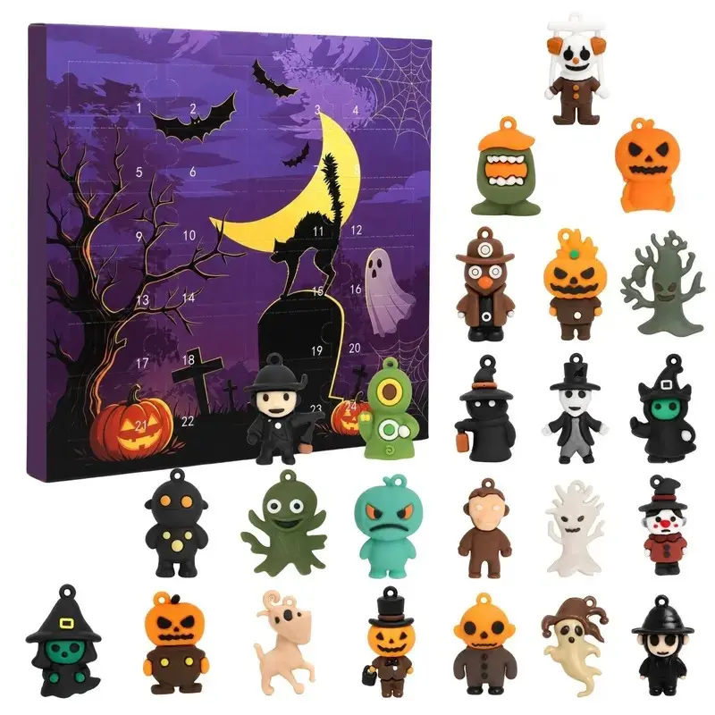 2026 Halloween Countdown Calendar, 24-Day Horror Clown Statues, Spooky Doll Charms, Terror Timer Box, Home Decor Party Gift, Holiday Present