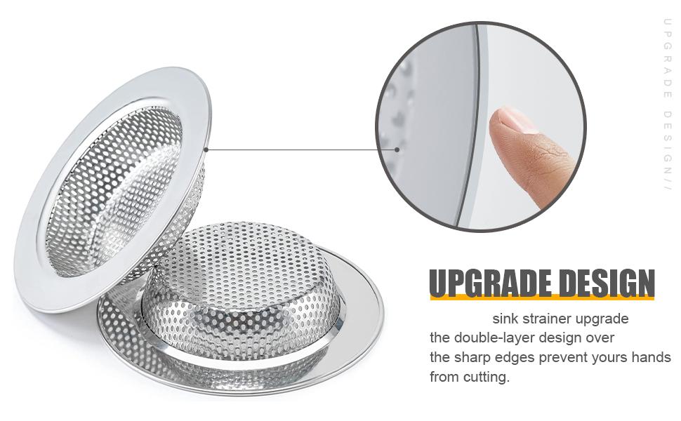 2-piece kitchen sink strainer set, suitable for most kitchen sink drain baskets, upgraded double-layer safety design kitchen sink strainer (outer diameter 4.5inch
