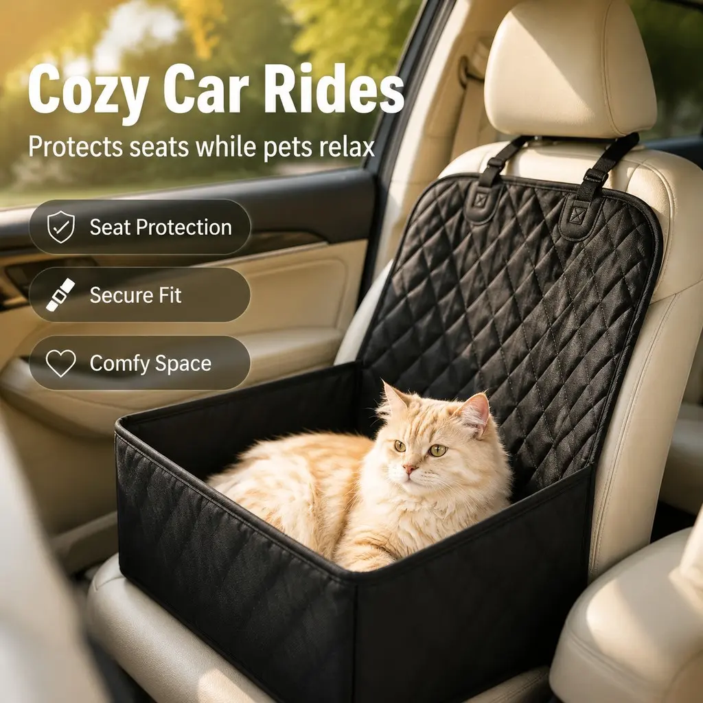 Dog Booster Seat for Car, Waterproof Pet Car Seat for Small Medium Dogs & Puppies up to 25 lbs, with Safety Seat Belt Tether & Storage Pocket, Universal for SUV Sedan Truck