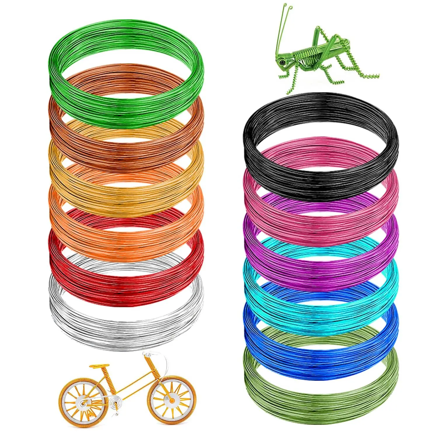 12 Rolls Colored  Craft Wire 196.8  18 Gauge 1mm Flexible Anodized Craft Wire Metal Artistic Floral  Beading Wire for DIY  Craft Making