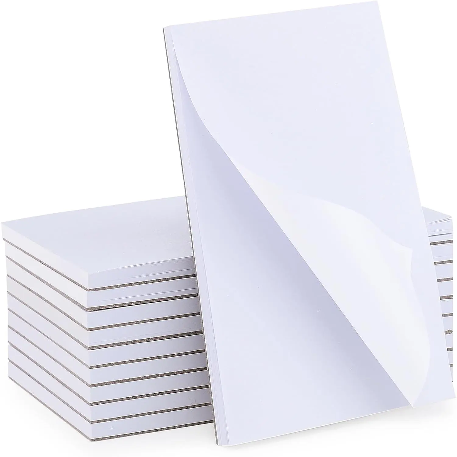 10 Pack 3" x 5" Blank Note Pads, 50 Sheets Each | 80gsm FSC Paper, Top Glue Binding, Cardboard Backing, Compact Memo Pads for Office, School, , Server Use