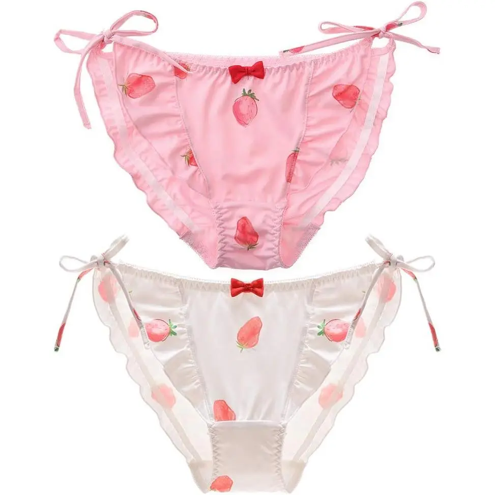 Japanese Stawberry Print Bikini Panties 2 Pack Briefs Cosplay Anime Underwear