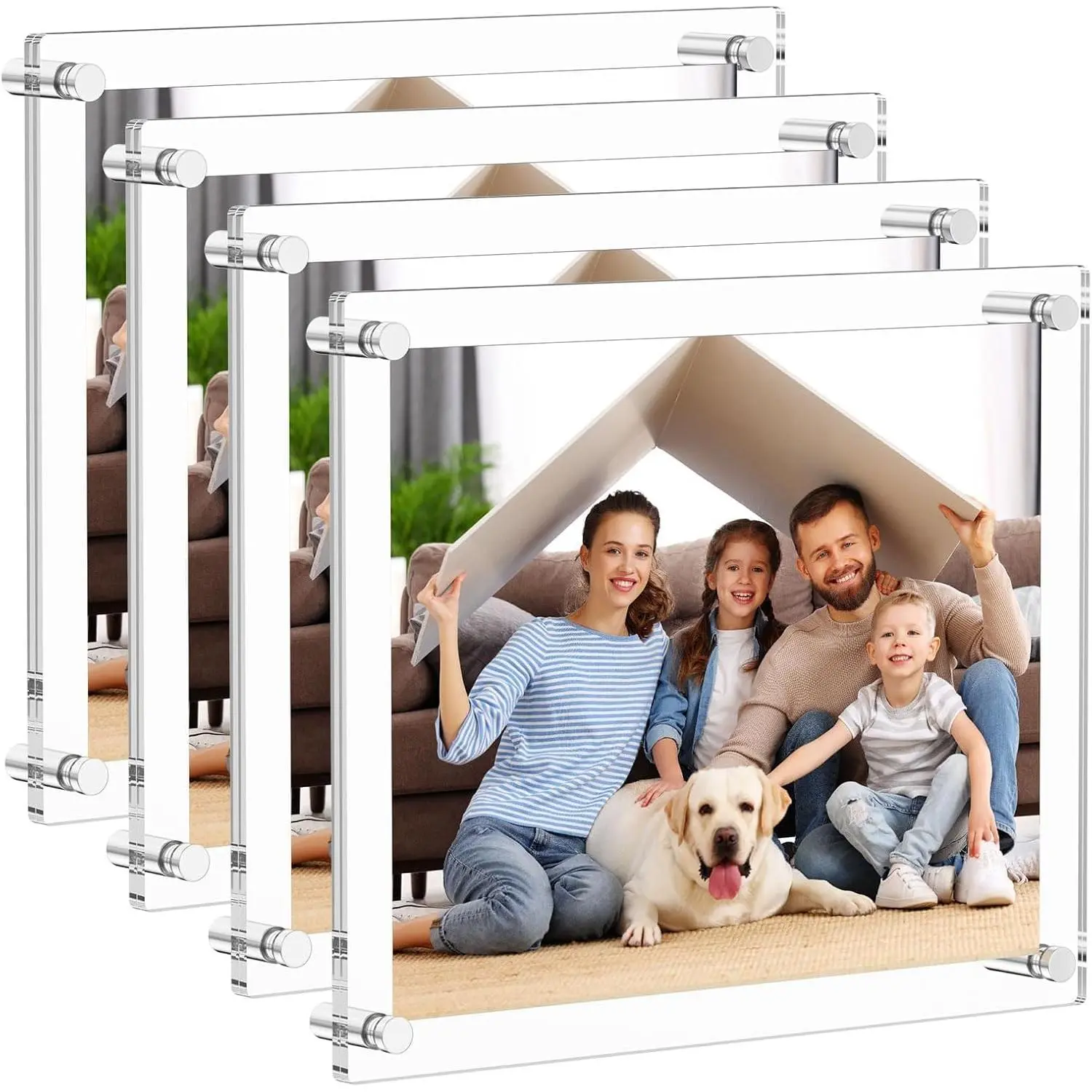 8.5x11 Acrylic Picture Frames 4 Pack, Clear Floating Wall Frames