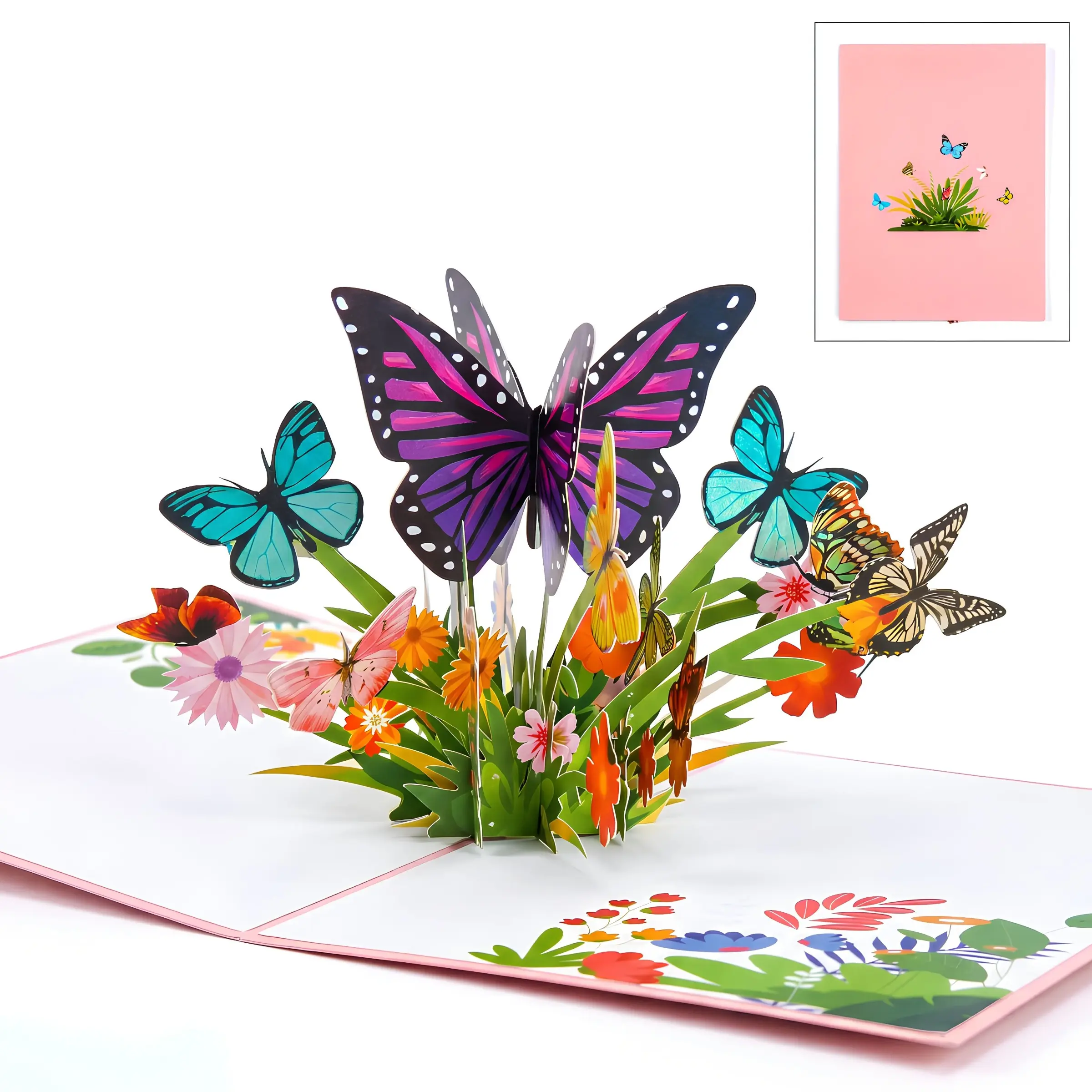 3 Piece  Pop-Up Card Set with Envelopes and Labels, 3D Floral Birthday Anniversary Cards, Elegant Gift Packaging